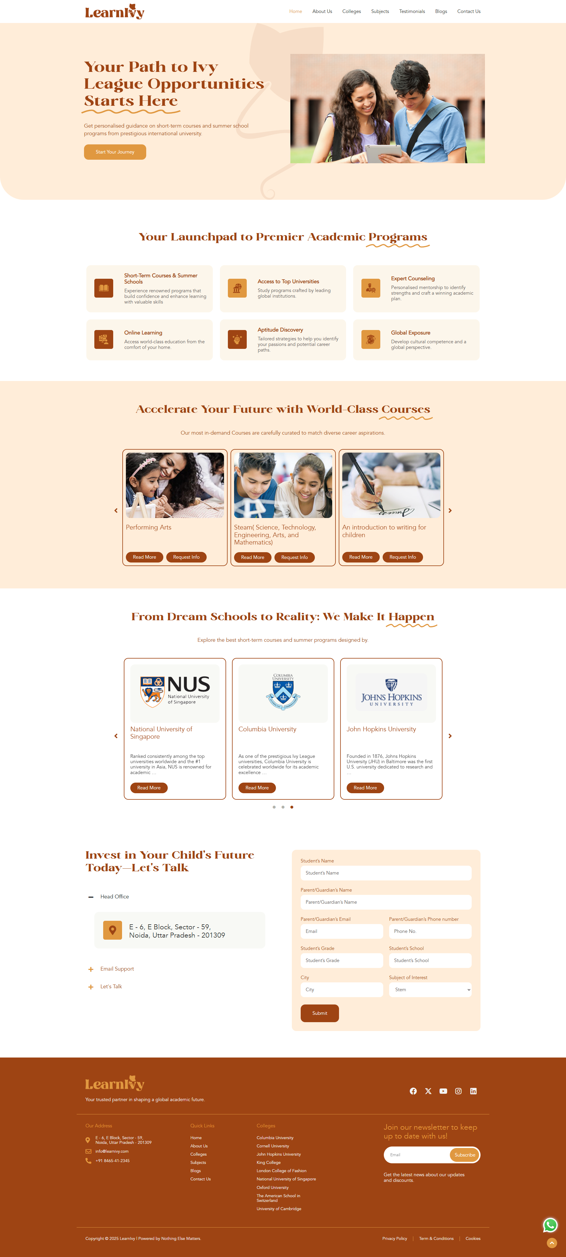 Learnivy website screenshot