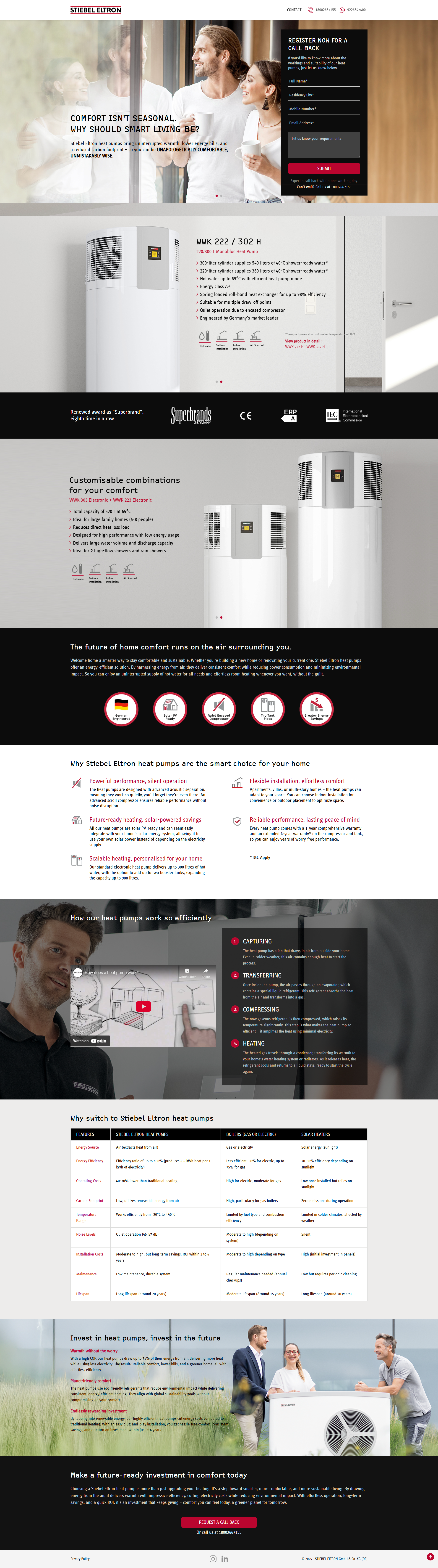 Stiebel Eltron -  Heat Pump page screenshot